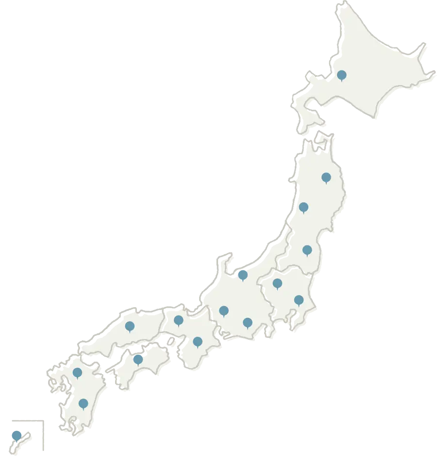 各地にpinがついた日本地図