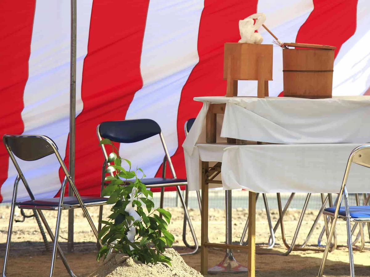 地鎮祭の仮設テント