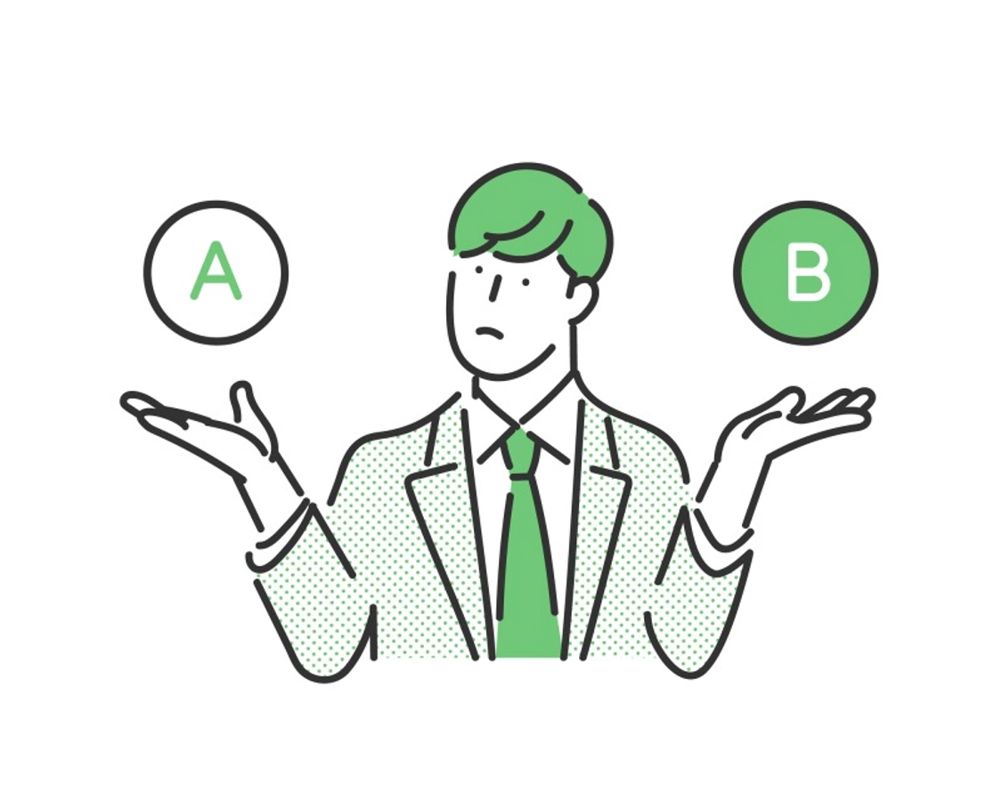 AとBを比較をして考える男性