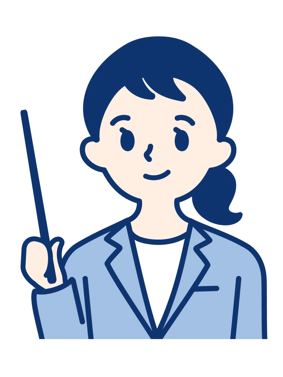 指し棒を持ちポイントを解説する女性