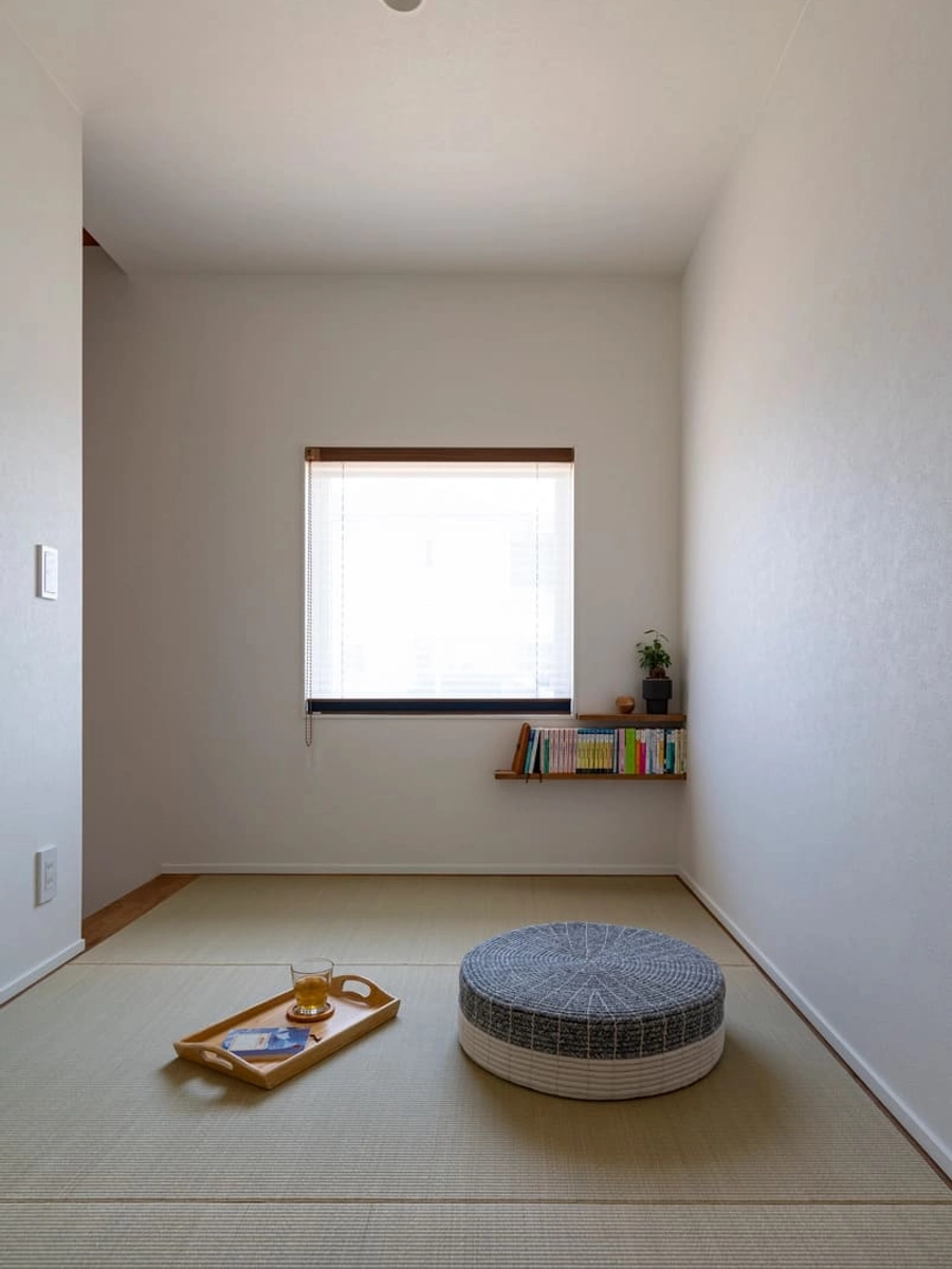 テレビボード裏に広がるくつろぎ畳スペース