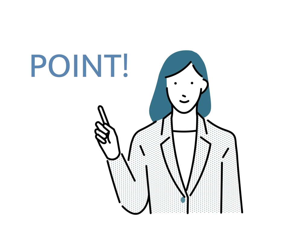 POINTを指す女性