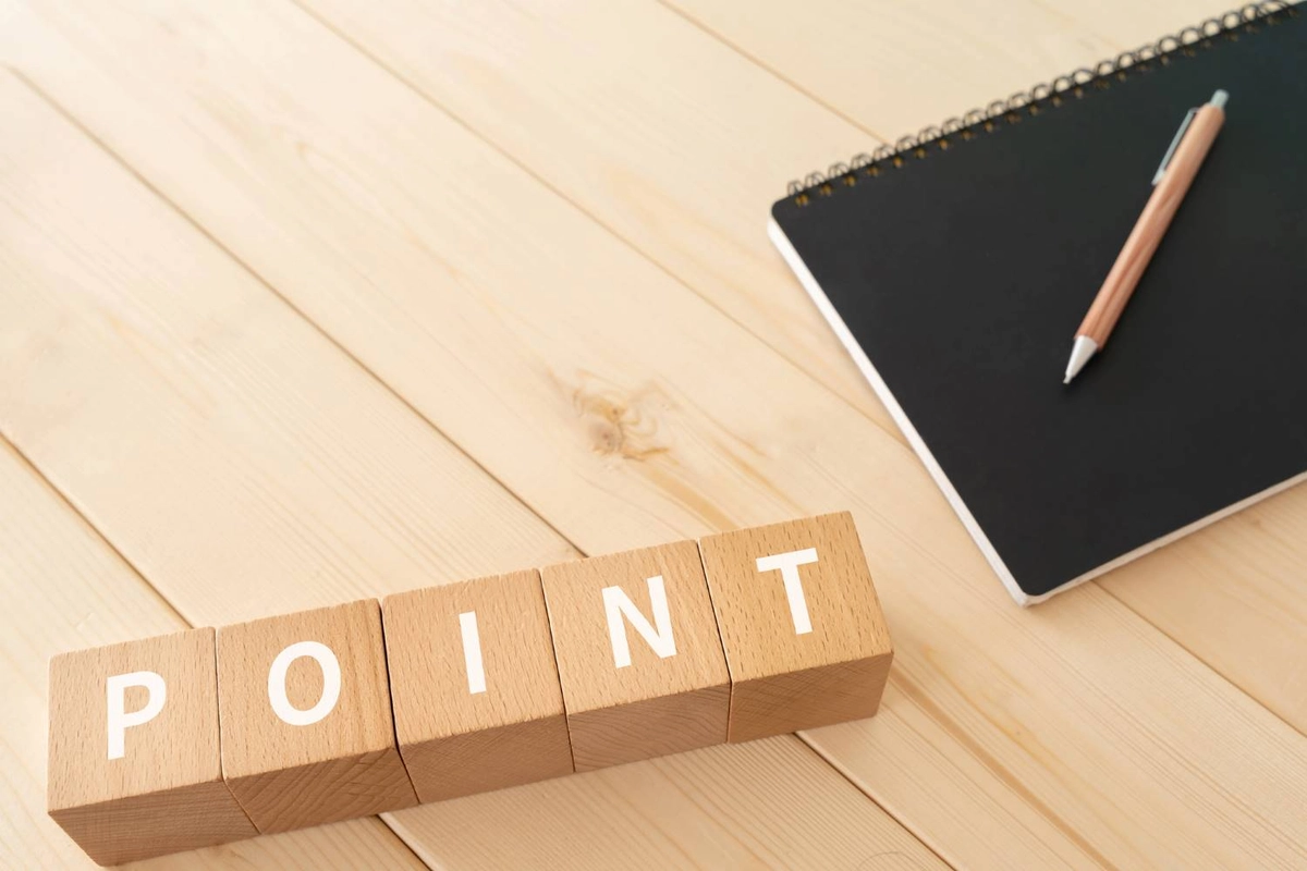 pointブロックと筆記用具
