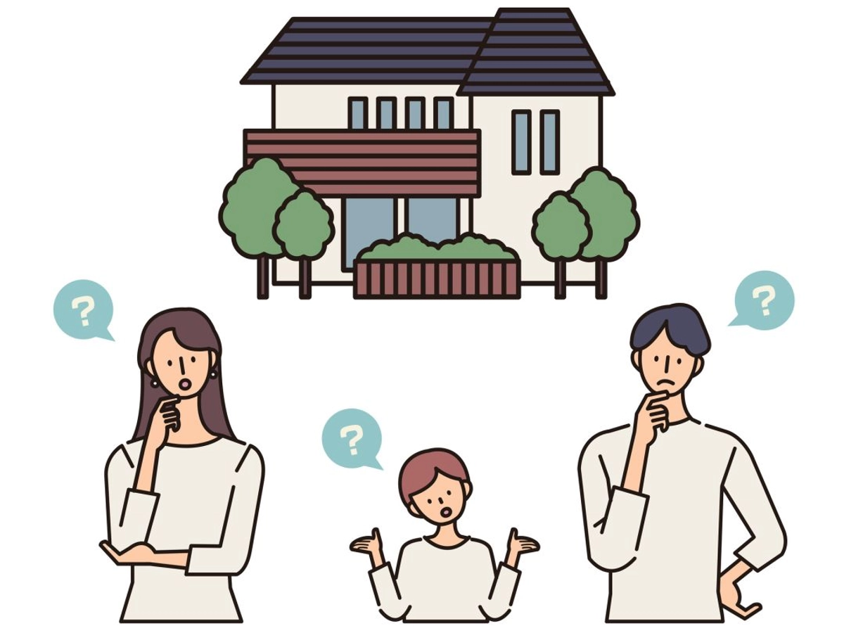住宅について考える家族のイラスト