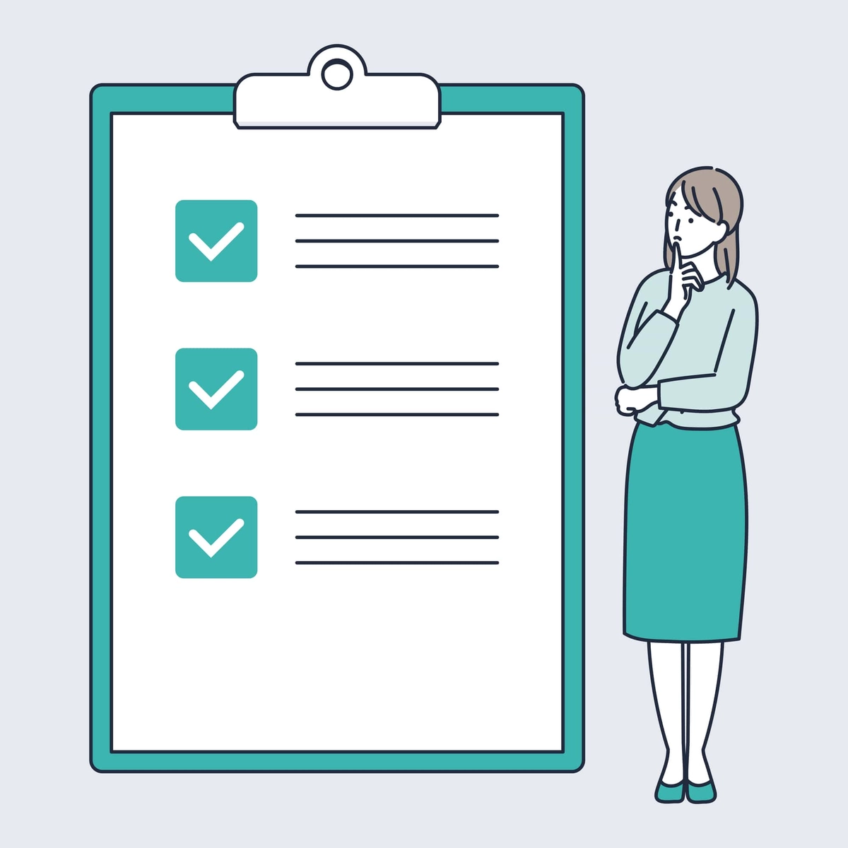 チェックシートをみる女性