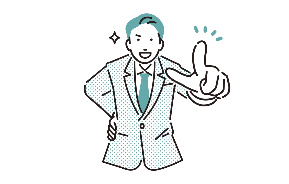 ポイントを教える男性