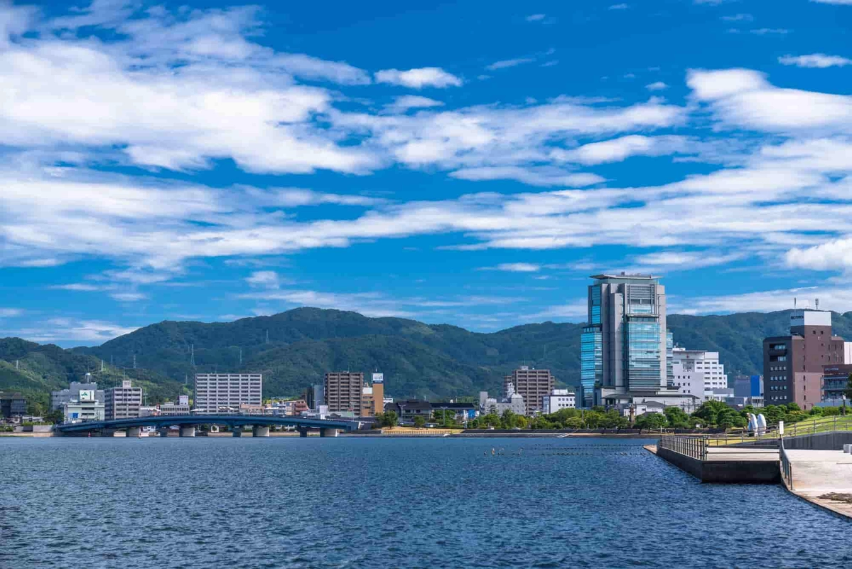 宍道湖・松江市中心街