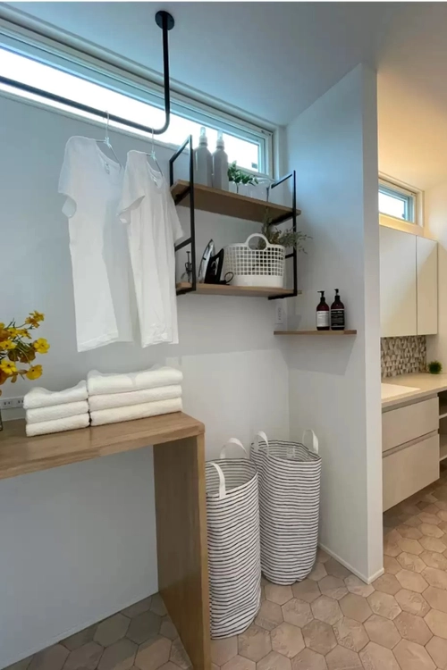 回遊動線の優れたランドリースペース