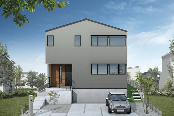 住宅と道路に囲まれた土地で、プライバシーと開放感を両立する家