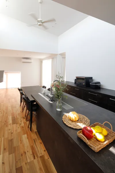 ドアは最小限 ワンルームのような平屋のダイニング・キッチン