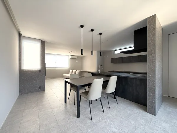 光を設計した2階リビングの家のリビング・ダイニング・キッチン